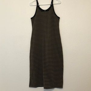 OLIVE & BLACK Striped OLD NAVY Midi Dress
